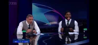 Jamie Carragher’s reaction to Sterling’s miss