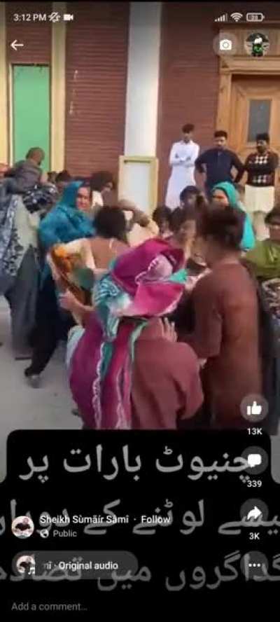 A big brawl between two slum groups for collecting money that was being rained in a rich people wedding, traditionally.