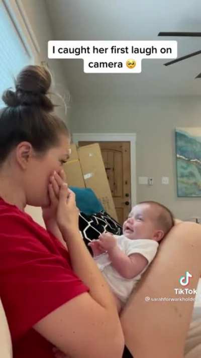 Baby has first laugh with mom