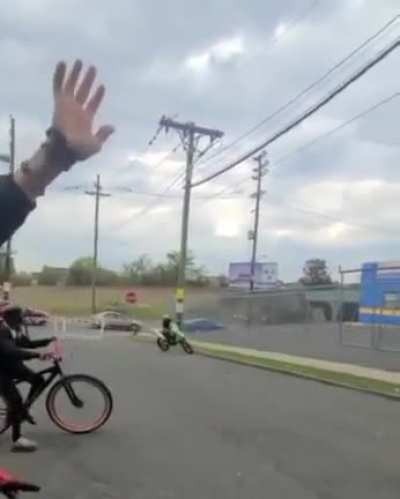 This 9yr old on a full sized dirt bike.