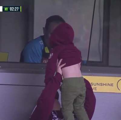 Sea Eagles fan teases Justin Holbrook after the Titans trail 26-0 in the first half