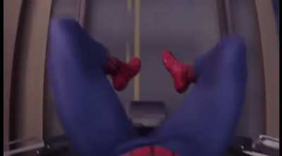 Spider Man catching the train