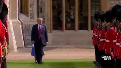 A trip down memory lane: Trump buffoonishly trampling in front of the Queen