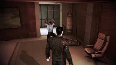 Here is a fun glitch I experienced in ME3 Citadel DLC. James is break dance fighting.