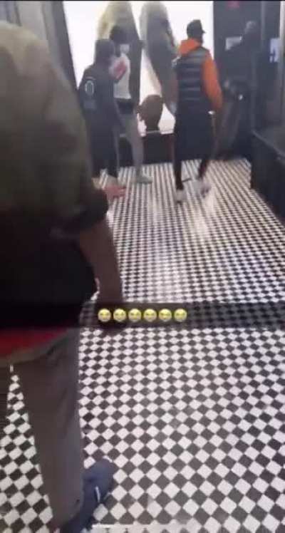 He really told security guard to hold that door for him