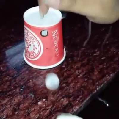 This cup blows out O shaped smoke