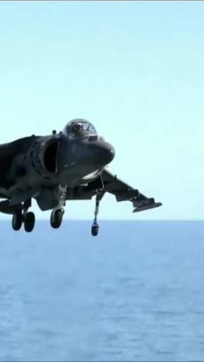 Vertical take off fighter jet atop Aircraft carrier