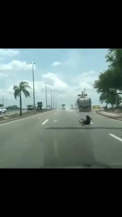Idiot truck driver.