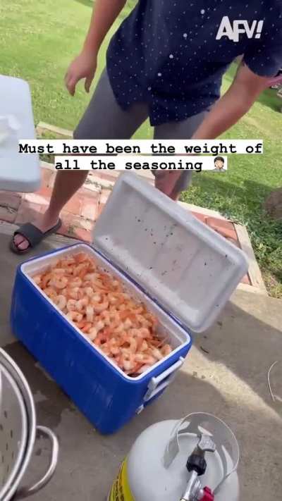 Heavy seasoning. 