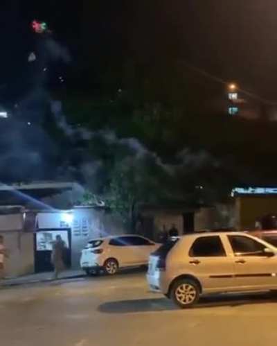 Loud neighbors get hit by a firework-throwing drone