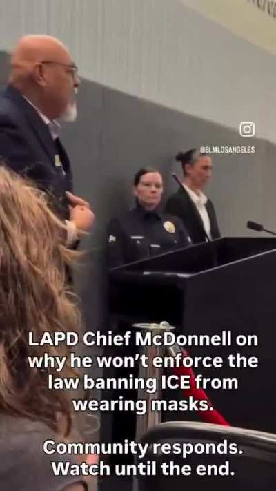 LAPD chief McDonnell response to why he will not enforce the law banning ICE agents from wearing masks