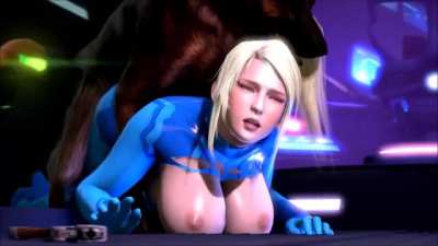 Samus plowed on all-fours (Ambrosine) [Metroid]