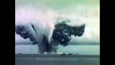 SS John Burke explodes after getting hit by an kamikaze aircraft