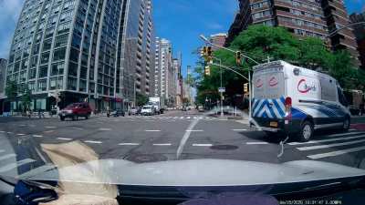 Ambulance operator makes right turn from the wrong lane...