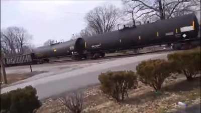 Louisville Kentucky train accident in 2015. A white Camry attempts to cross the tracks while a train is oncoming. Here’s two different angles of the accident. 3 of the 4 occupants died. One of them was the driver.