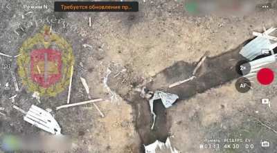 Russian drone from the 58th Guards Combined Arms Army engages Ukrainian troops in trenches in Rabotino