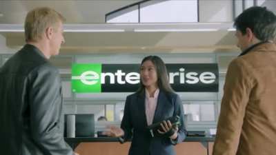 Ralph Macchio and Billy Zabka in this Enterprise commercial
