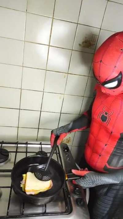 Spidey makes a sandwich