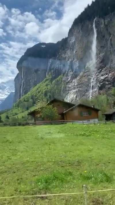 This is the Lauterbrunnen Valley. I took this on the train back in May and think about this place often. It really is this magical.