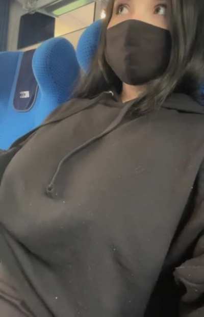 Big boobs in the train