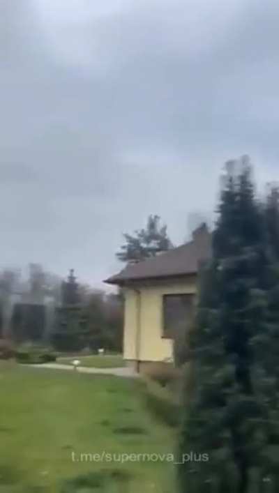 Russian missile intercepted on film right over the person's head. Said to be over Kyiv from earlier this morning