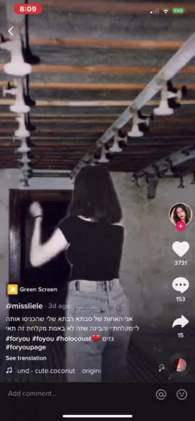This girl switching things up from the usual cringe with a gas chamber reenactment musical
