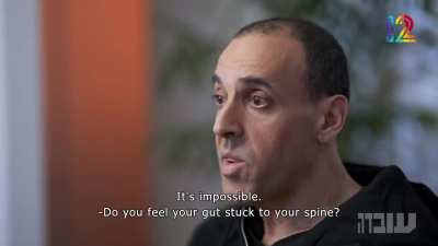 Released hostage, Eli Sharabi, in a short segment for a television interview