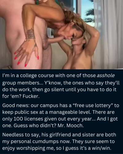 Stuck with a bad group member? Try banging their GF and sis!