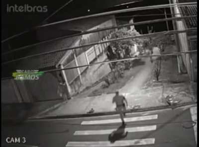 Man runs from police, as a cat runs from a dog, as a man runs from his wife