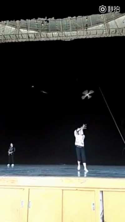 Throwing 5 X Shaped Boomerangs