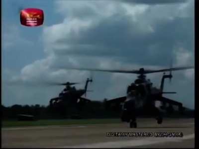 Sri Lankan MI 24 Gunships Engaging LTTE Positions during the Lankan Civil War 2008-2009