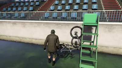 Homeless man with bicycle killed in freak tennis accident.