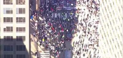 Pro Palestine protest in downtown Chicago, Free Palestine.