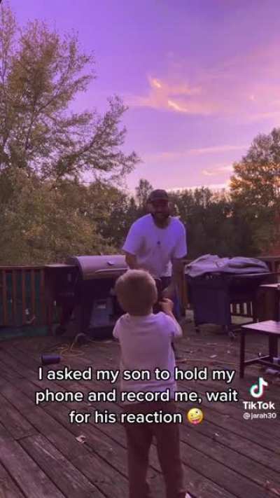 Boy thinks he's recording his dad.