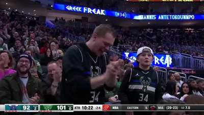 [Highlight] Giannis gets the block on one end, and then gets an and-1 layup in transition on the other!