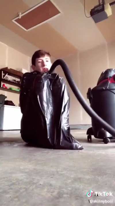 Vacuum sealed himself in a bag