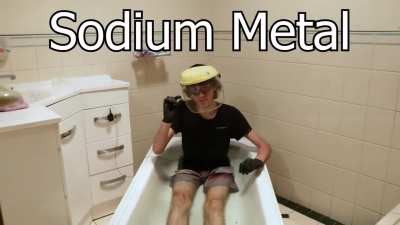 Sodium metal touches water