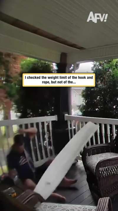 Next time He is checking the weight limit of the ceiling as well