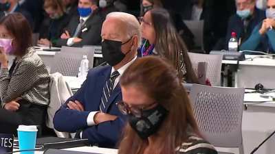 President Biden dozes off at the global climate conference in Scotland. The media freaks out.