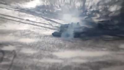 Russian Soldier on Fire runs Through a Field as a Tank runs over an AT Mine