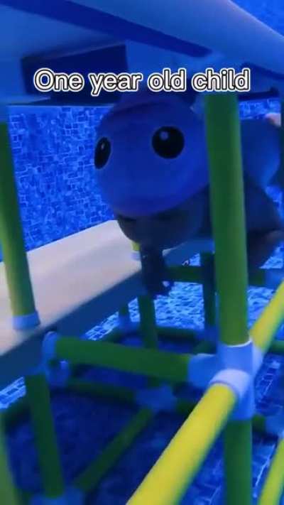 Baby learns to swim