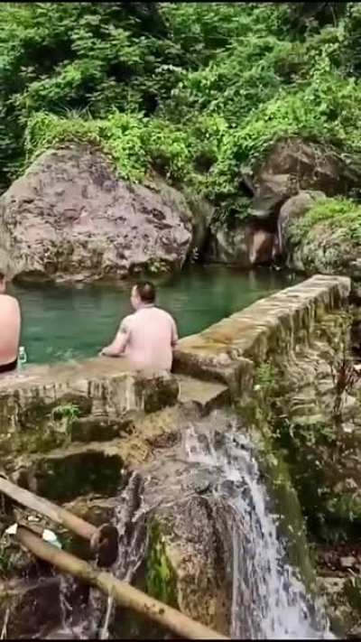 A waterfall