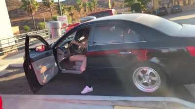 Woman freaks out trying to flee hit-and-run scene