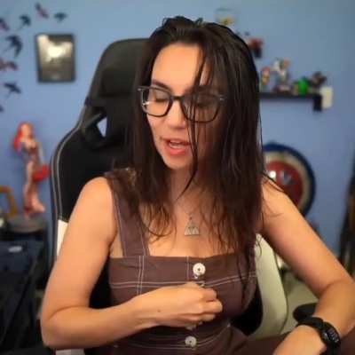 Trisha in overalls