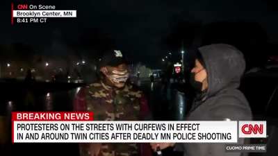 Man yells at CNN reporter, tells them they're making things worse at Brooklyn Center, MN protest.