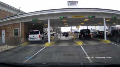 A 62 year old woman was charged with drunk driving after going full throttle and jumping over a car