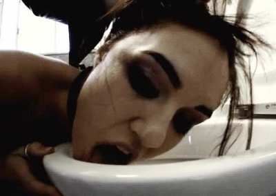 Sasha licking the toilet...
