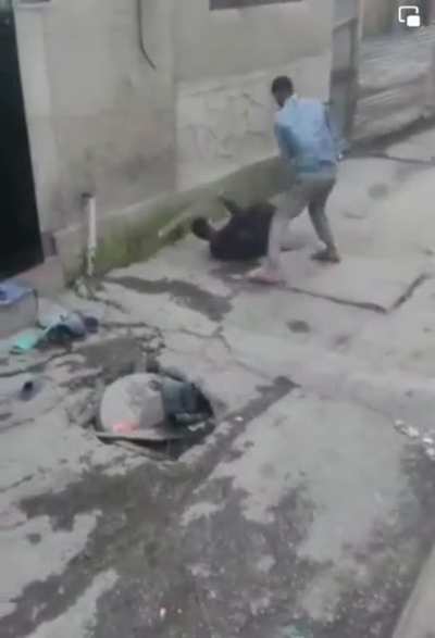 Dog bites a person, dog gets beaten to death apparently.