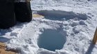 Dropping a brick of ice down a 450m core sample bore hole produces insane high pitched sounds
