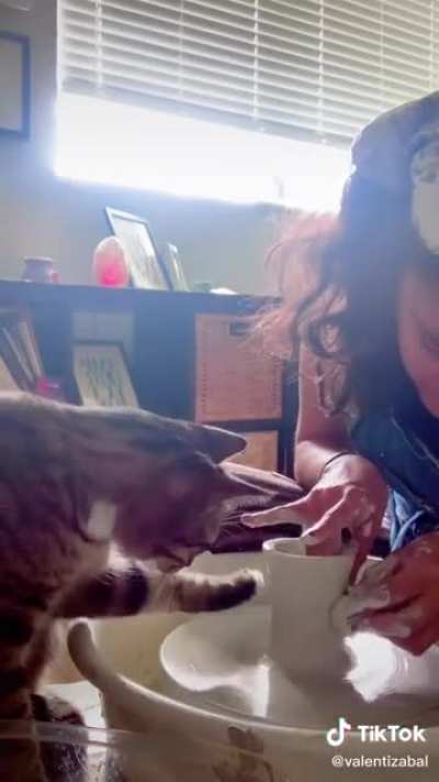 Helping his mom do some pawttery